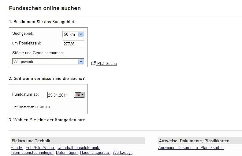 Fundsachen online suchen