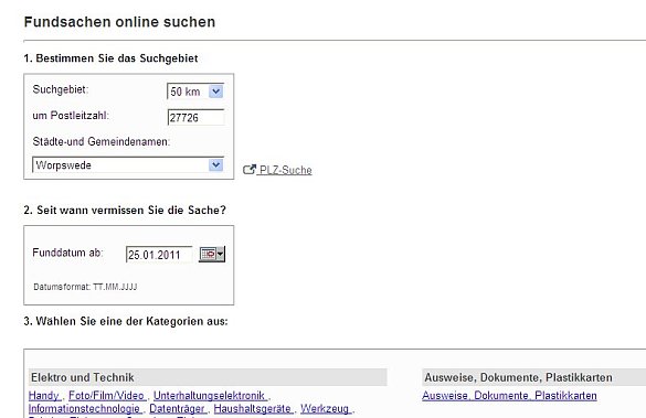 Fundsachen online suchen